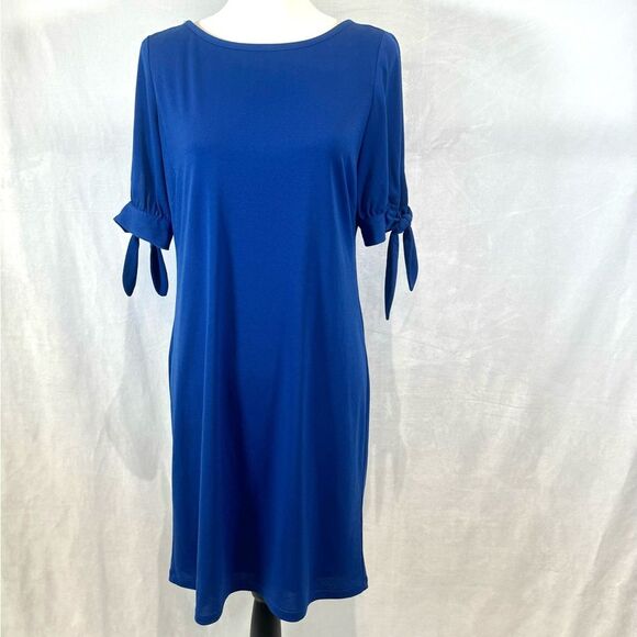 Ronni Nicole cobalt royal blue short tie sleeve shift dress size 6 - Picture 3 of 7
